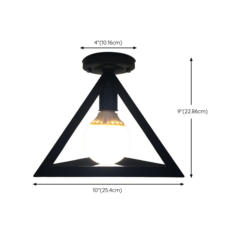 Geometric Shape Metal Flush Mount Light Industrial 1 Light Flush Ceiling Light in Black