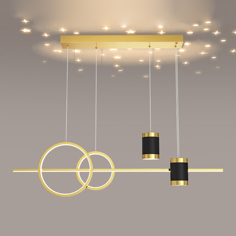 4-Lights Modern Island Pendants Metal Pendant Lights for Dining Room