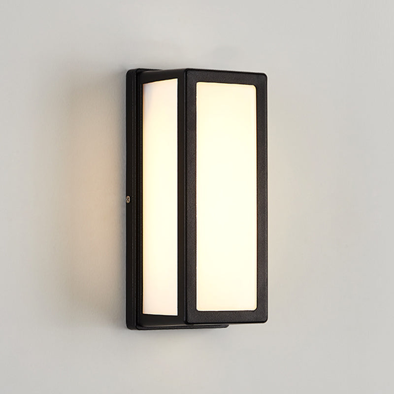 Modern LED Metal Wall Sconce Rectangle Shape Wall Light with Acrylic Shade for Courtyard