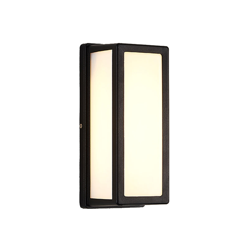 Modern LED Metal Wall Sconce Rectangle Shape Wall Light with Acrylic Shade for Courtyard