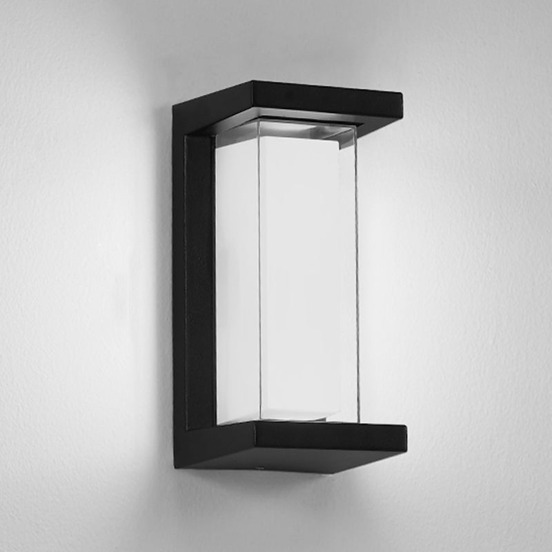 Modern LED Metal Wall Sconce Rectangle Shape Wall Light with Acrylic Shade for Courtyard