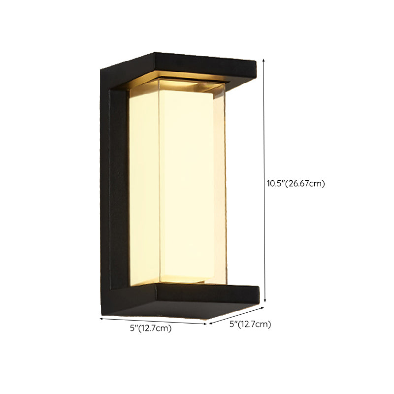 Modern LED Metal Wall Sconce Rectangle Shape Wall Light with Acrylic Shade for Courtyard