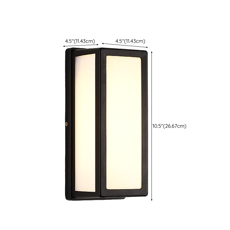 Modern LED Metal Wall Sconce Rectangle Shape Wall Light with Acrylic Shade for Courtyard