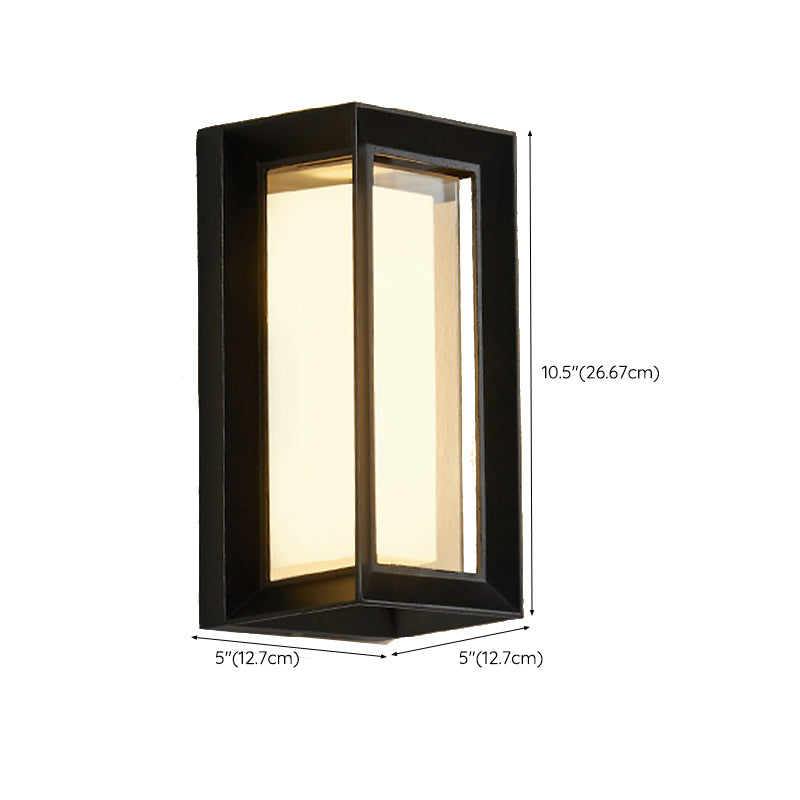 Modern LED Metal Wall Sconce Rectangle Shape Wall Light with Acrylic Shade for Courtyard