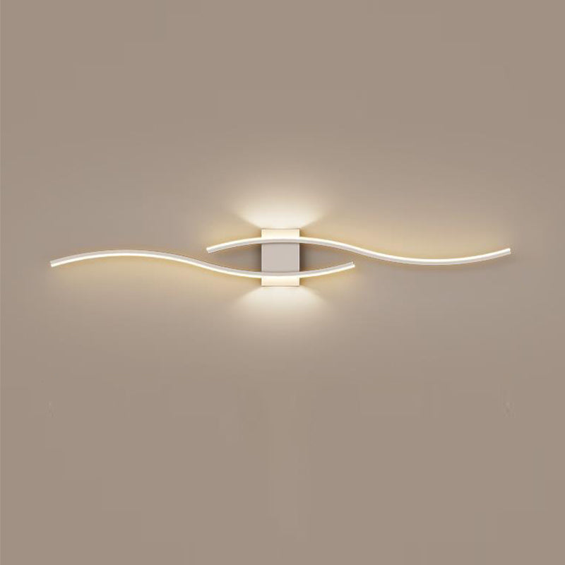 2-Light White/Black Modern Wall Mounted Sconce LED Wall Light for Bedroom