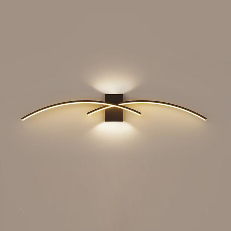 2-Light White/Black Modern Wall Mounted Sconce LED Wall Light for Bedroom