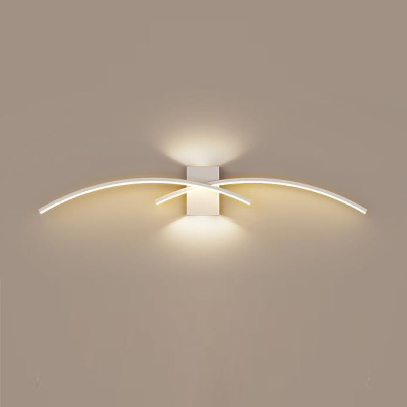 2-Light White/Black Modern Wall Mounted Sconce LED Wall Light for Bedroom