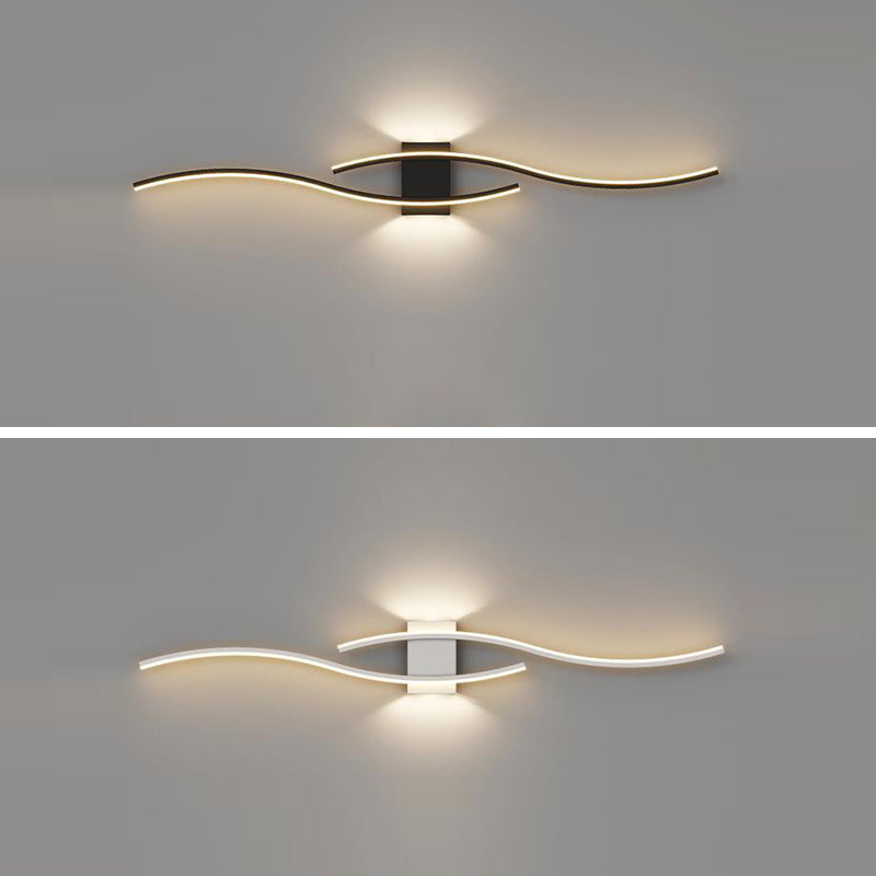 2-Light White/Black Modern Wall Mounted Sconce LED Wall Light for Bedroom