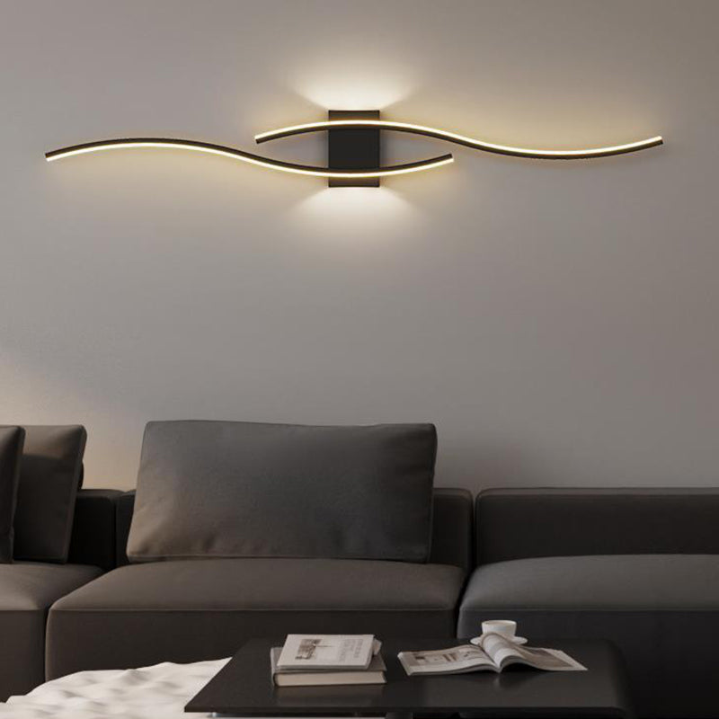 2-Light White/Black Modern Wall Mounted Sconce LED Wall Light for Bedroom