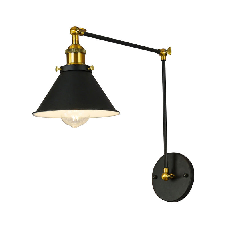 Black Single Contemporary Wall Mounted Sconce Iron Shaded Wall Light
