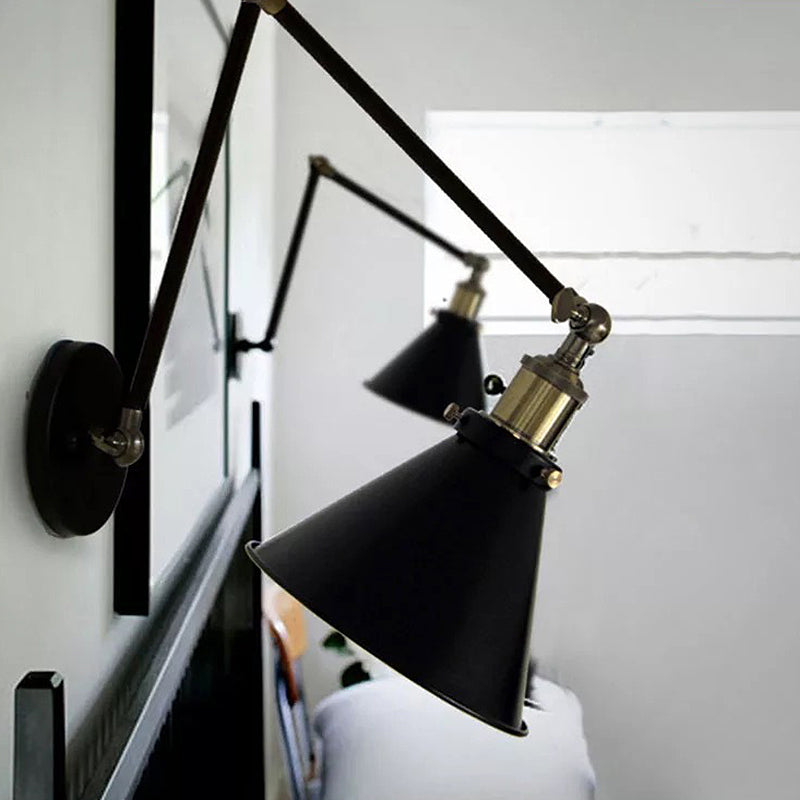Black Single Contemporary Wall Mounted Sconce Iron Shaded Wall Light