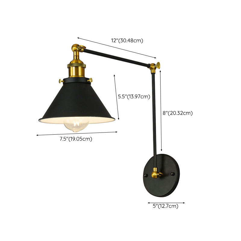 Black Single Contemporary Wall Mounted Sconce Iron Shaded Wall Light