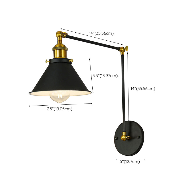 Black Single Contemporary Wall Mounted Sconce Iron Shaded Wall Light
