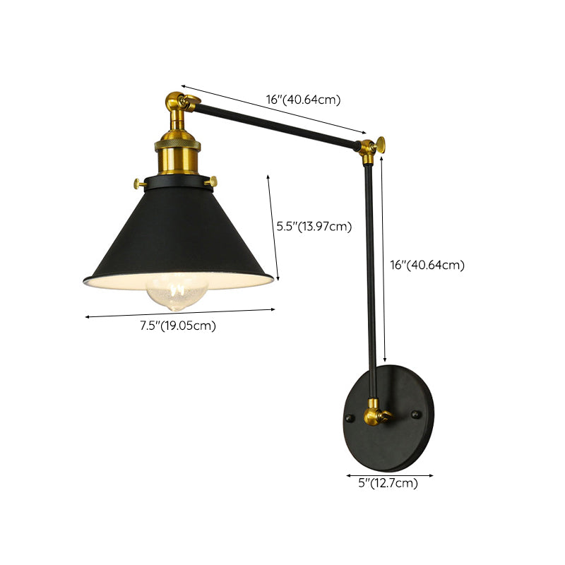 Black Single Contemporary Wall Mounted Sconce Iron Shaded Wall Light
