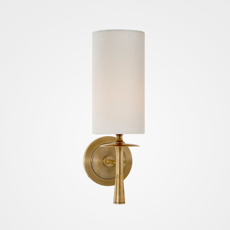 Modern Metal Wall Sconce Cylinder Shape Wall Light with Fabric Shade for Living Room