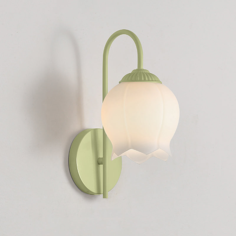 Modern Metal Wall Sconce Flower Shape Wall Light with Glass Shade for Living Room