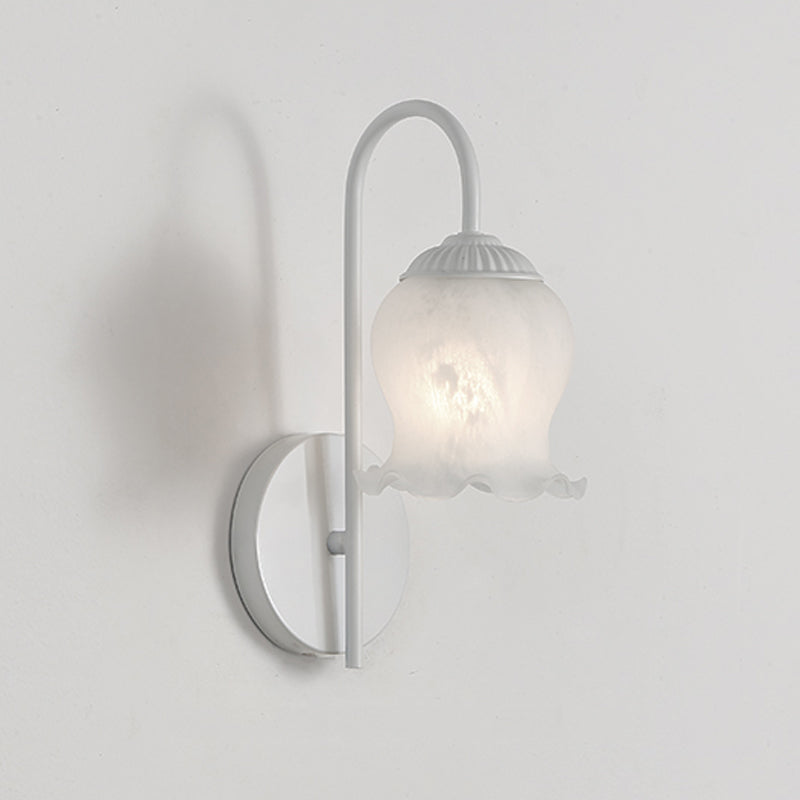 Modern Metal Wall Sconce Flower Shape Wall Light with Glass Shade for Living Room
