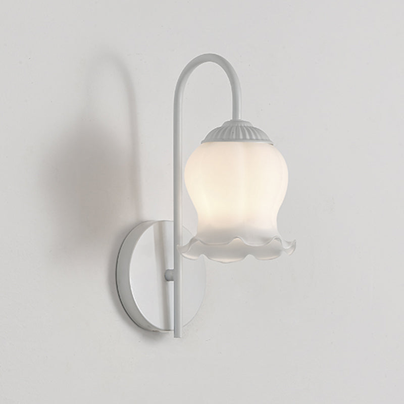 Modern Metal Wall Sconce Flower Shape Wall Light with Glass Shade for Living Room