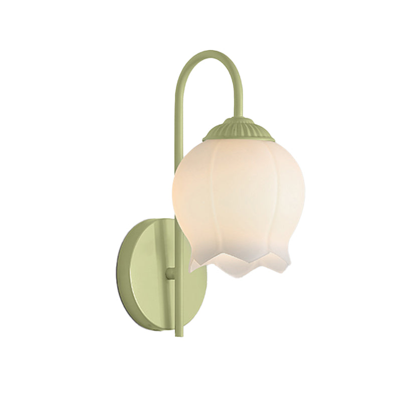 Modern Metal Wall Sconce Flower Shape Wall Light with Glass Shade for Living Room
