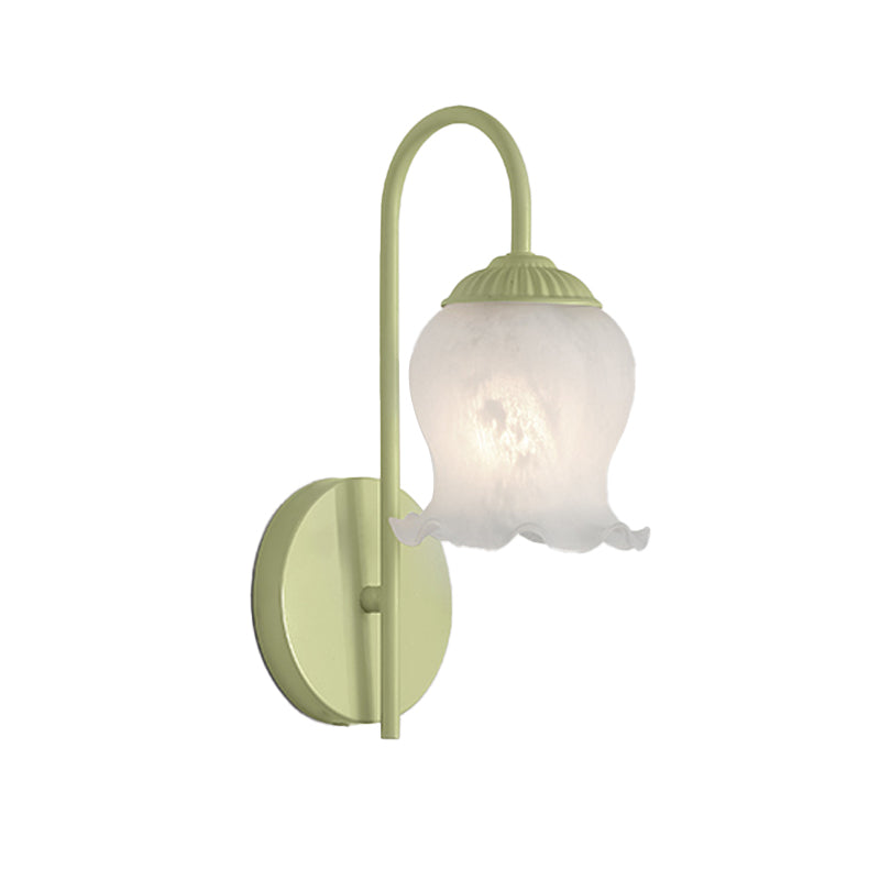 Modern Metal Wall Sconce Flower Shape Wall Light with Glass Shade for Living Room