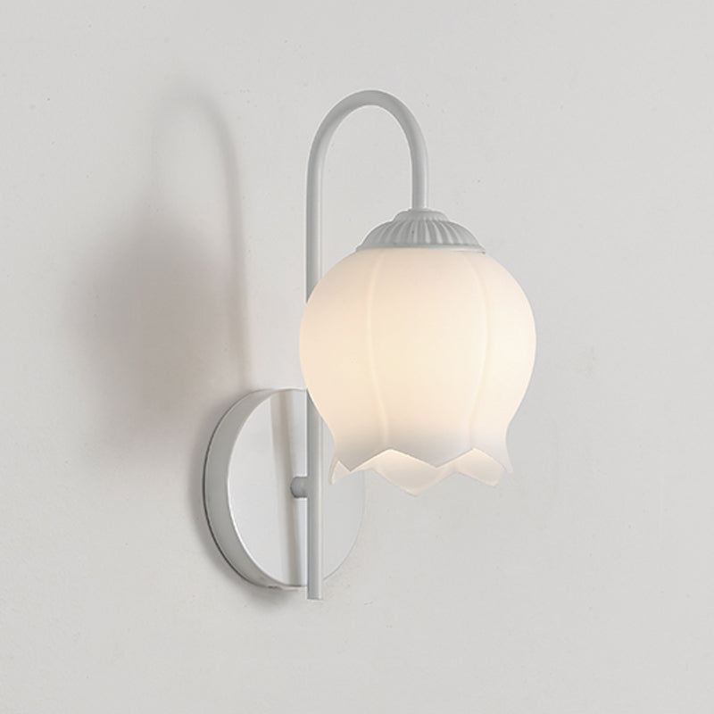 Modern Metal Wall Sconce Flower Shape Wall Light with Glass Shade for Living Room