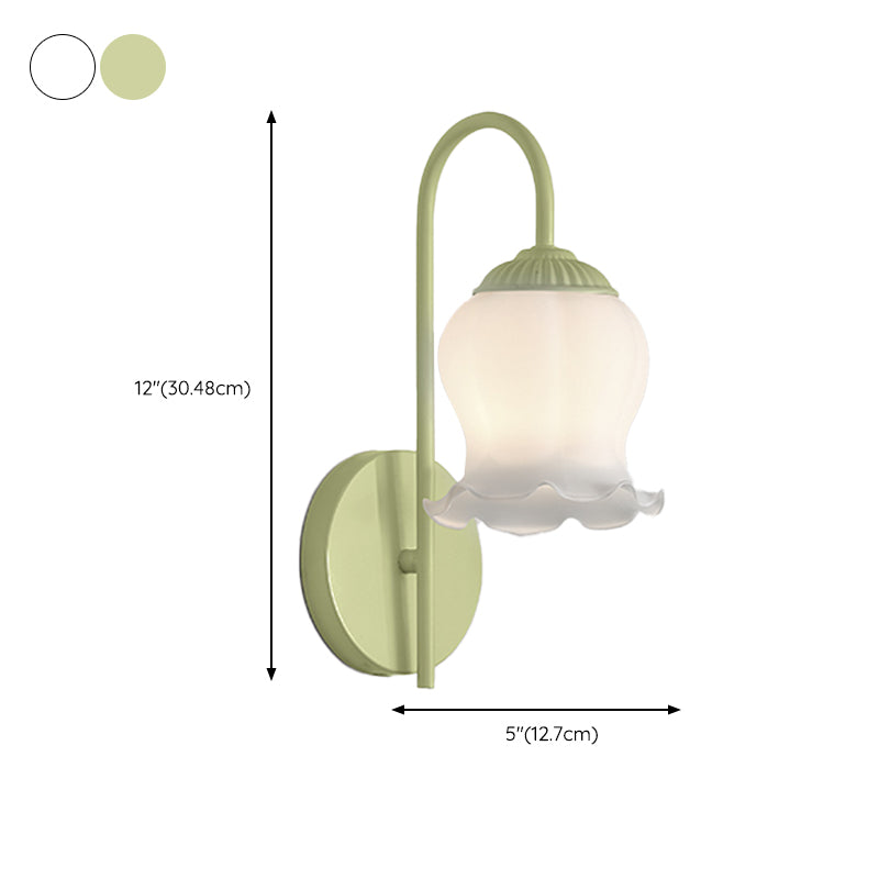 Modern Metal Wall Sconce Flower Shape Wall Light with Glass Shade for Living Room