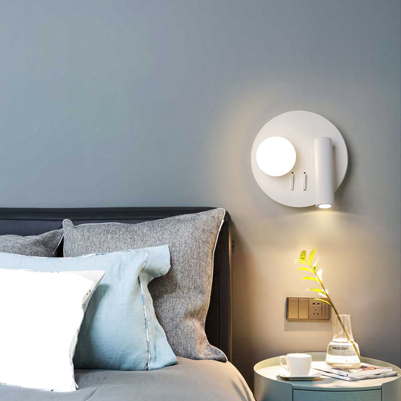 Modern LED Metal Wall Sconce Geometric Shape Wall Light with Acrylic Shade for Bedroom