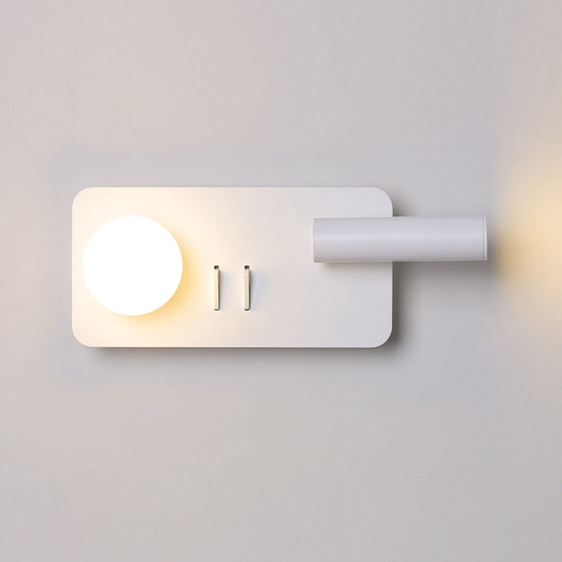 Modern LED Metal Wall Sconce Geometric Shape Wall Light with Acrylic Shade for Bedroom