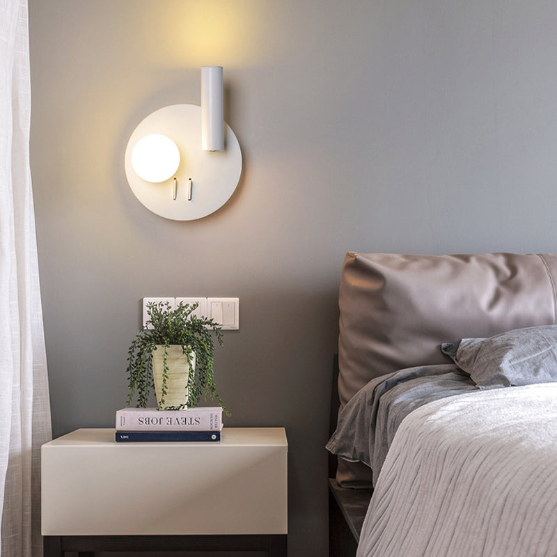 Modern LED Metal Wall Sconce Geometric Shape Wall Light with Acrylic Shade for Bedroom
