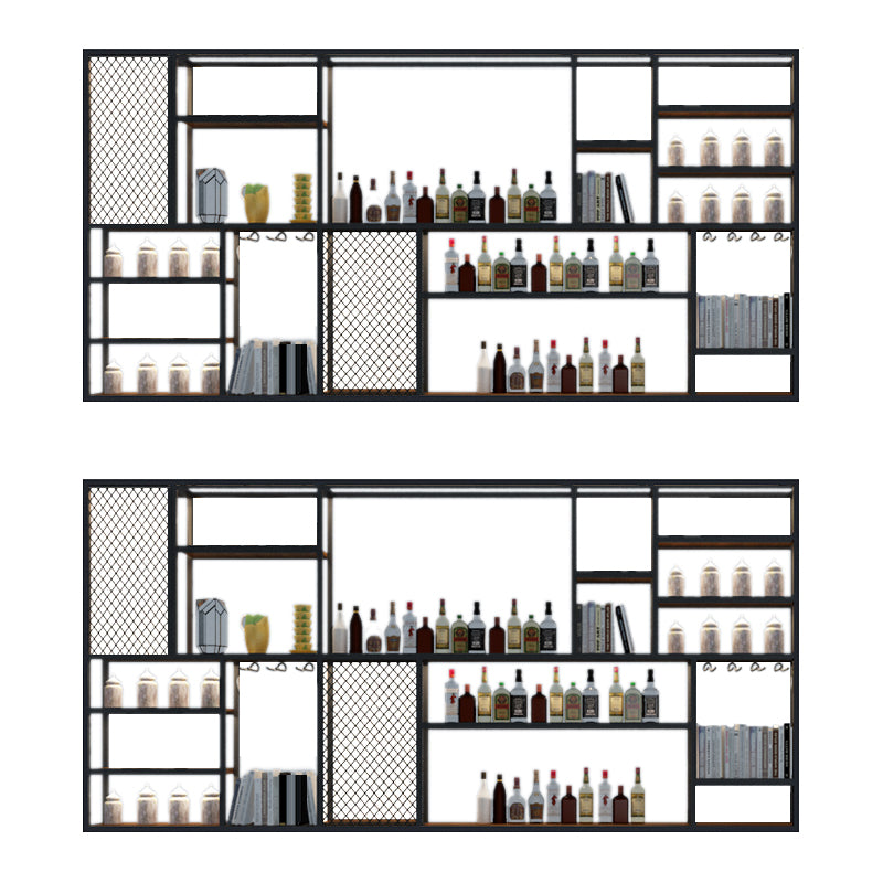 Metal and Wood Wine Holder Rack Wall Mounted Wine Racks in Black