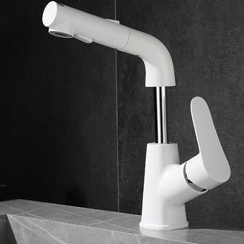 Contemporary Vessel Faucet Copper Single Handle Low Arc Retractable Vessel Faucet
