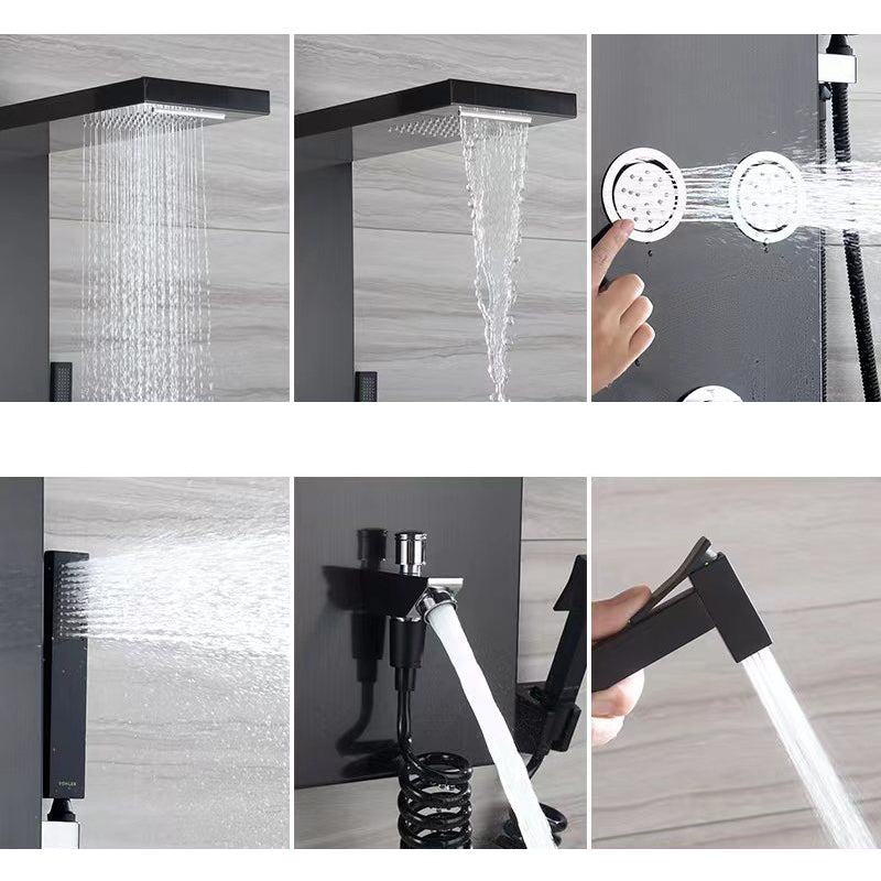 Modern Shower System Massage Jets Knob Hand Shower Ceiling Mounted Shower Trim