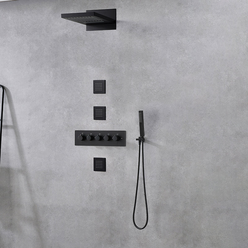 Modern Shower Head Combo Brass Slide Bar Included Wall Mounted Shower System