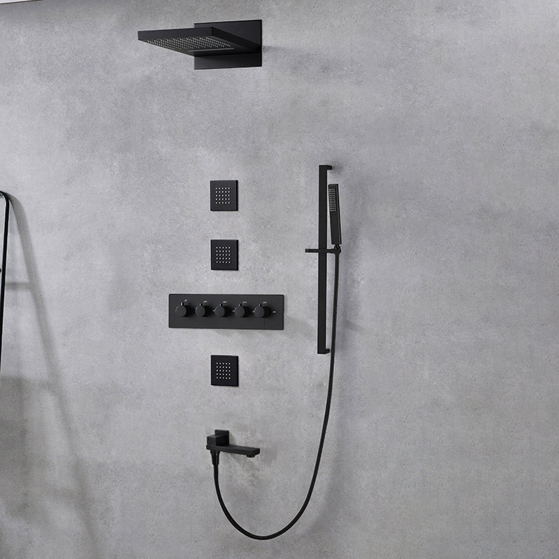 Modern Shower Head Combo Brass Slide Bar Included Wall Mounted Shower System