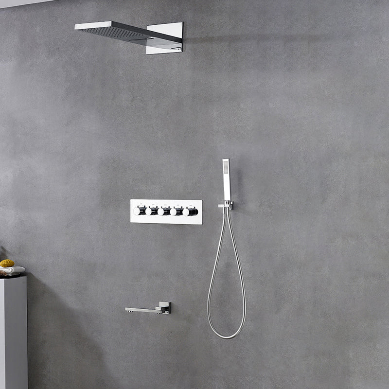 Modern Shower Head Combo Brass Slide Bar Included Wall Mounted Shower System