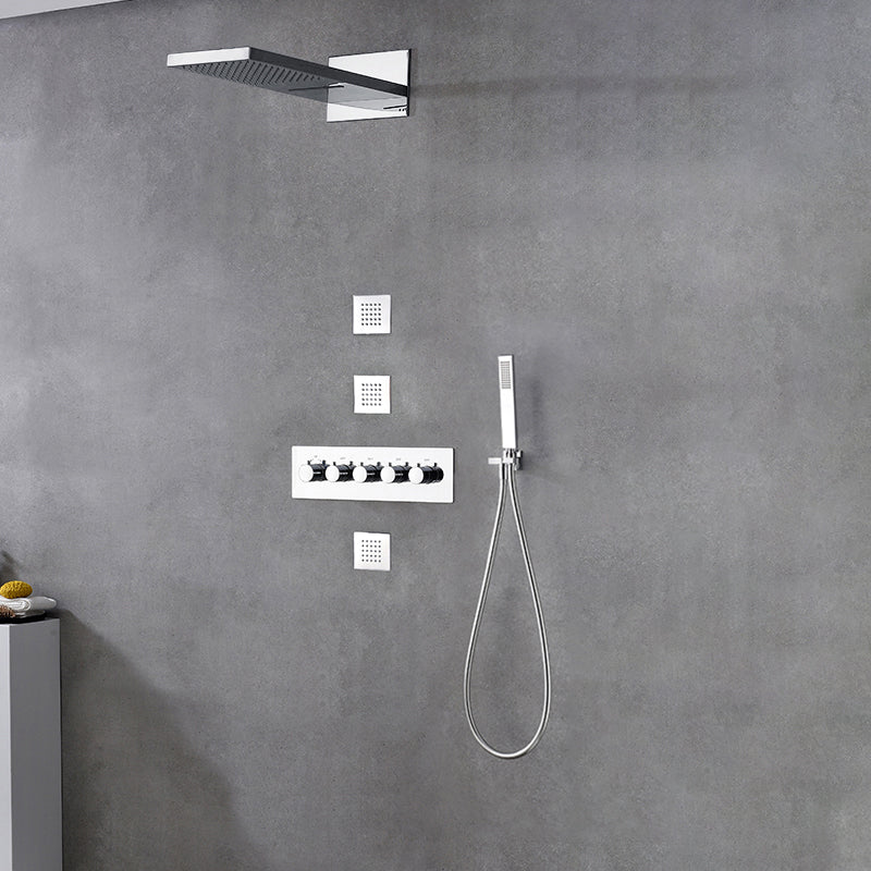 Modern Shower Head Combo Brass Slide Bar Included Wall Mounted Shower System