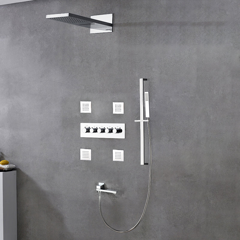 Modern Shower Head Combo Brass Slide Bar Included Wall Mounted Shower System