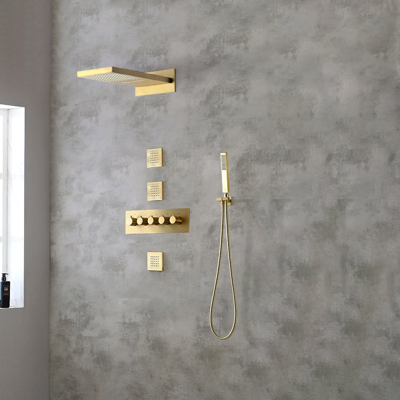 Modern Shower Head Combo Brass Slide Bar Included Wall Mounted Shower System
