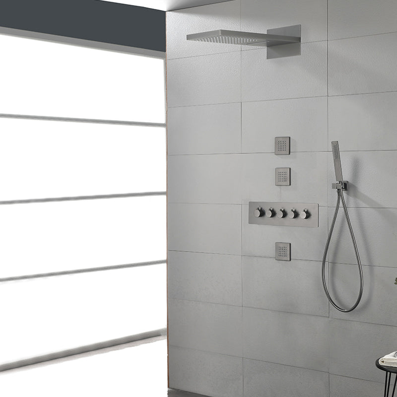 Modern Shower Head Combo Brass Slide Bar Included Wall Mounted Shower System