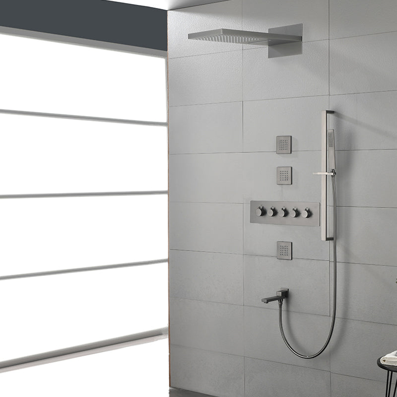 Modern Shower Head Combo Brass Slide Bar Included Wall Mounted Shower System