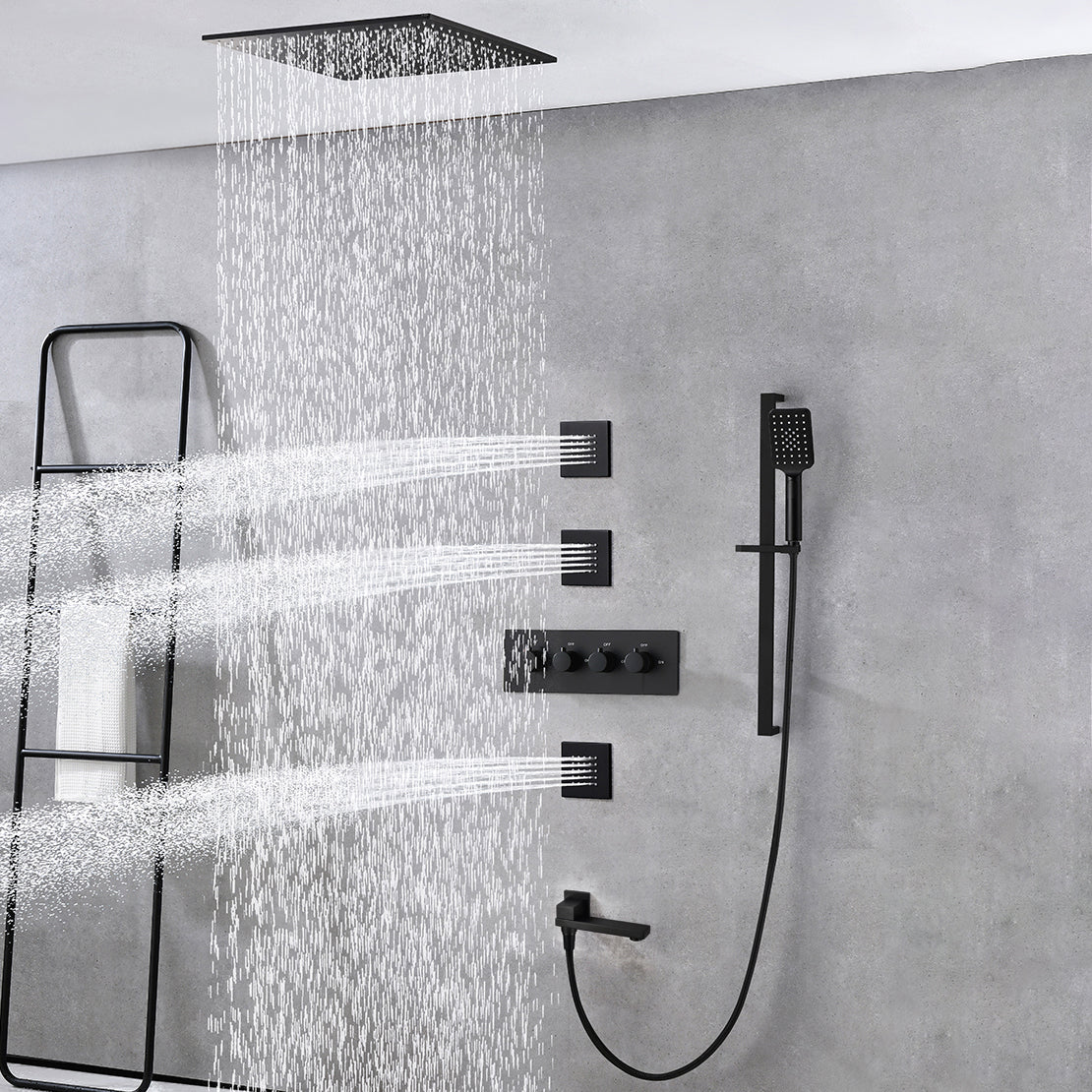 Modern Shower Trim Brass Slide Bar Included Adjustable Shower Head Shower Combo
