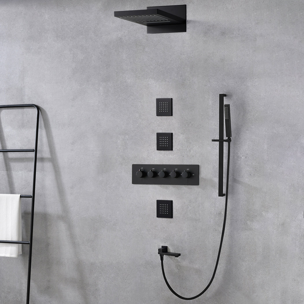 Modern Shower Set Brass Body Jets Adjustable Shower Head Wall Mounted Shower System