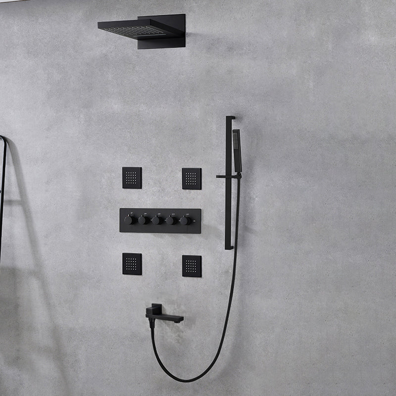 Modern Shower Set Brass Body Jets Adjustable Shower Head Wall Mounted Shower System