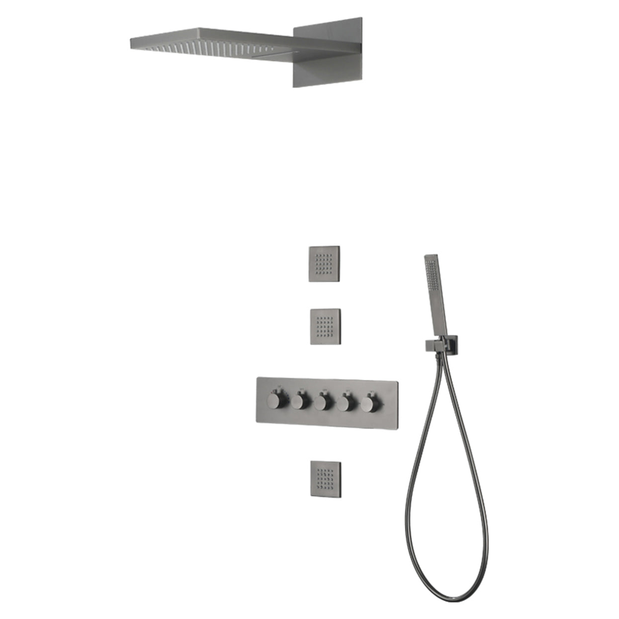 Modern Shower Set Brass Body Jets Adjustable Shower Head Wall Mounted Shower System