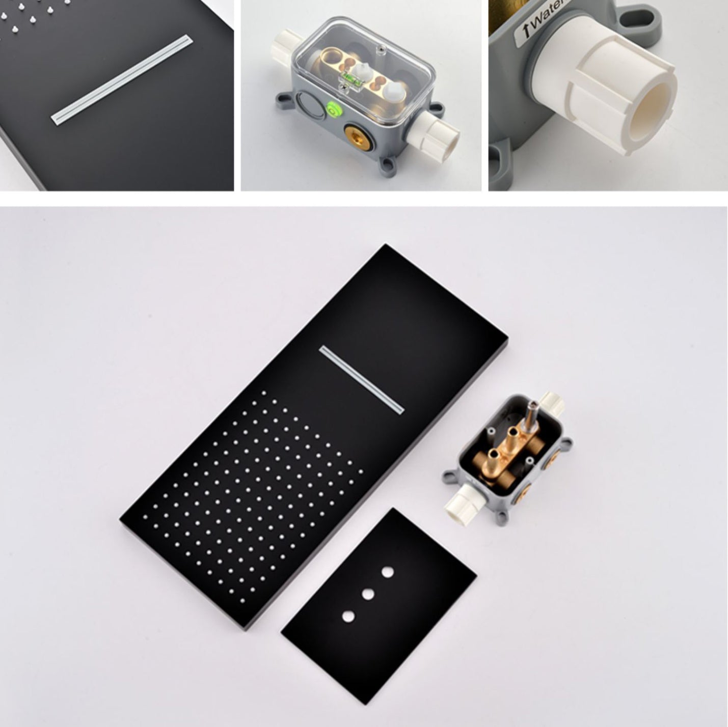 Modern Shower Set Brass Body Jets Adjustable Shower Head Wall Mounted Shower System