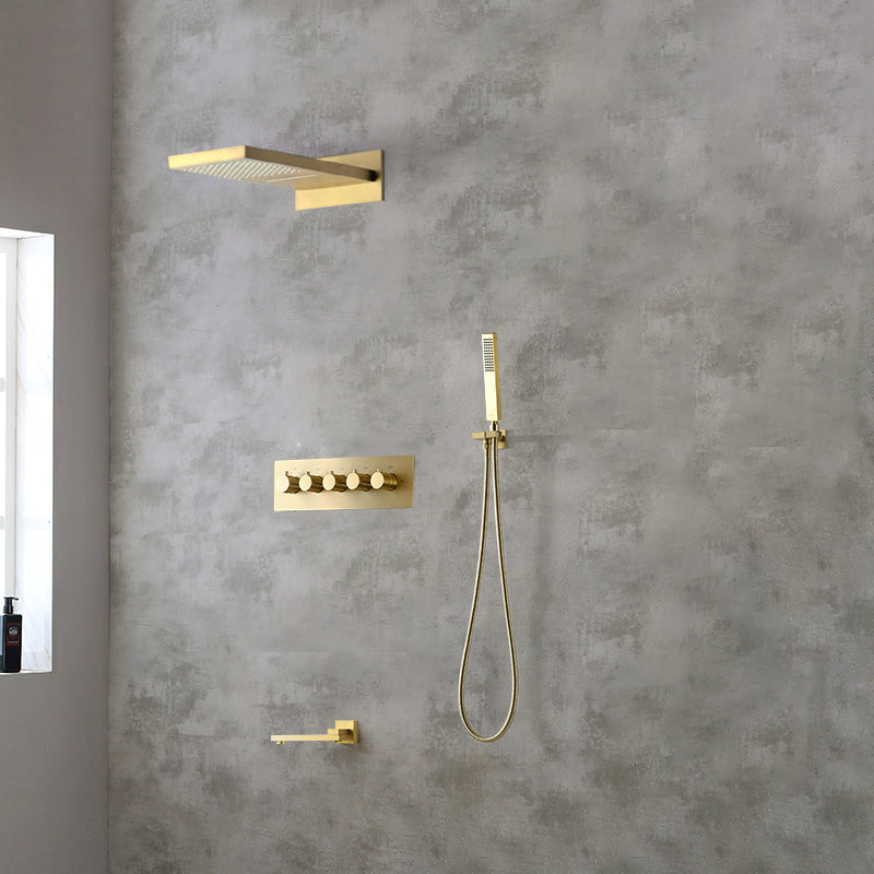 Modern Shower Set Brass Body Jets Adjustable Shower Head Wall Mounted Shower System