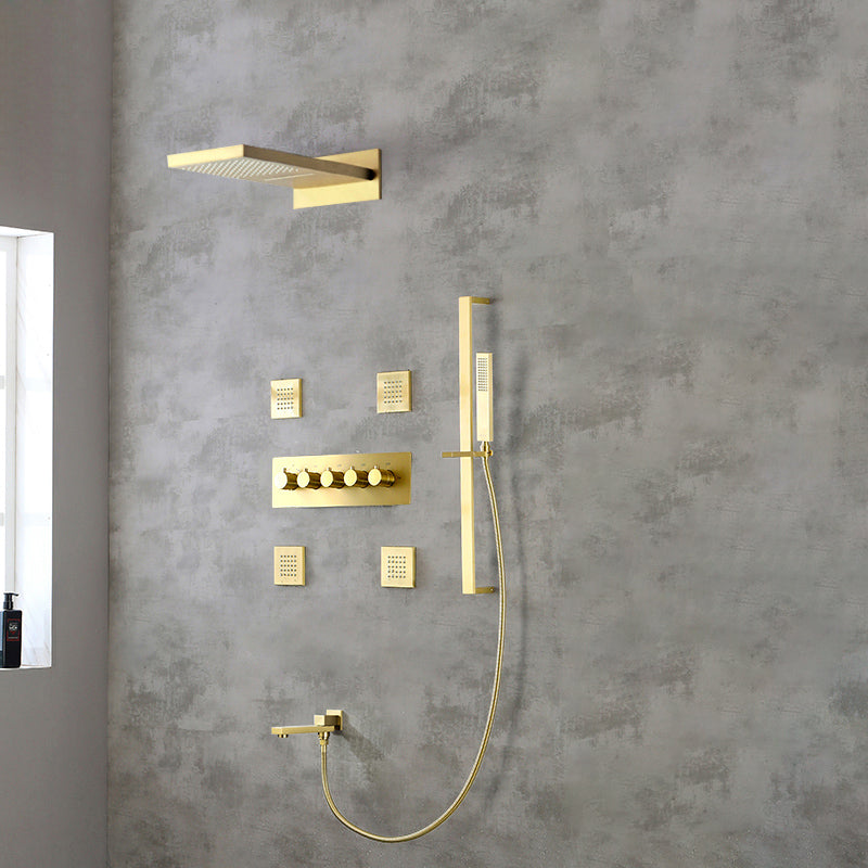 Modern Shower Set Brass Body Jets Adjustable Shower Head Wall Mounted Shower System