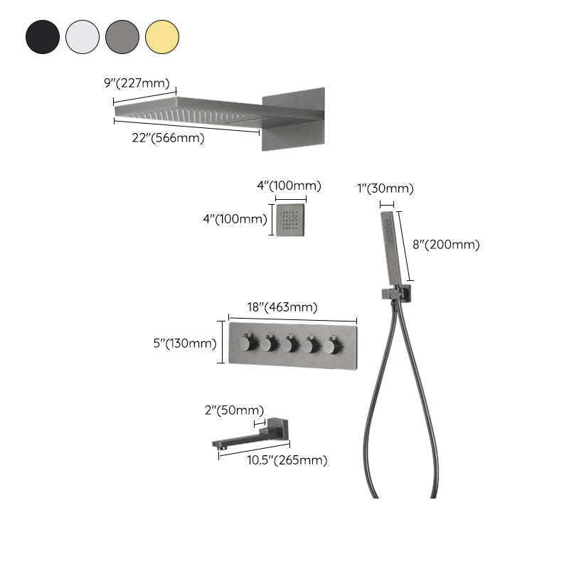 Modern Shower Set Brass Body Jets Adjustable Shower Head Wall Mounted Shower System
