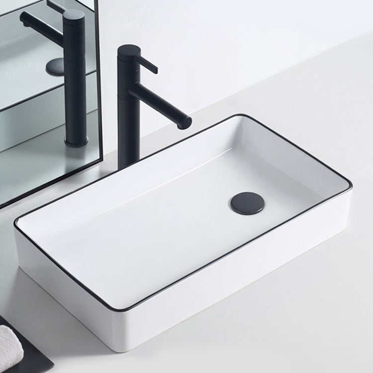 Modern Porcelain Trough Sink White Trough Sink With Basin, and Faucet
