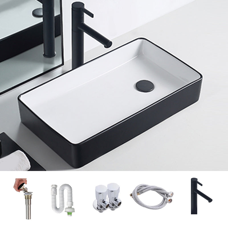 Modern Porcelain Trough Sink White Trough Sink With Basin, and Faucet